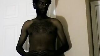 Black amateur masturbates his BBC solo and cums