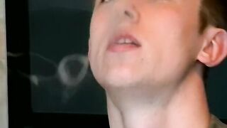 Softcore uncut cock jerking and smoking in the living room by horny Maxim