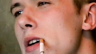 Softcore uncut cock jerking and smoking in the living room by horny Maxim