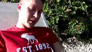Gorgeous Ryan Connors jerked his smooth cock and shot his load in the ashtrayÂ 