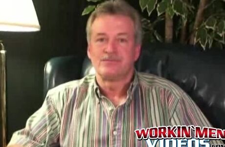 Older hairy man does solo interview and masturbates on cam