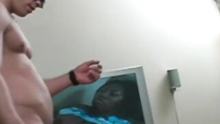 Masked muscular hunk masturbates after loosing game of cards