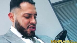 Classy hunk Malek Tobias anal drilled by sexy businessmen