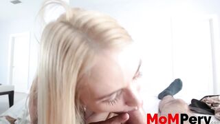 Blonde MILF Sarah Vandella cowgirl riding her stepson dick