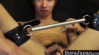 Japanese twink dildo screwed by fixation bunch foursome