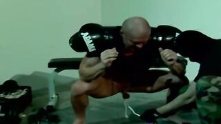 Muscled master Dire Callahan continued to torment his subs cock and balls