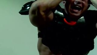 Muscled master Dire Callahan continued to torment his subs cock and balls