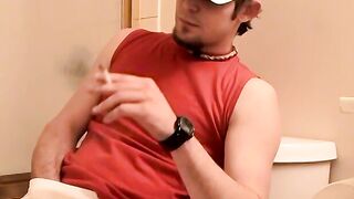 Horny straight stud Maxxx Pound released his load after a softcore jerking and smokin