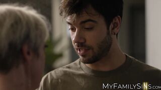 Busty stepmom Dee Williams is reluctant about fucking her stepson