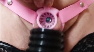 chastity fish basket with blueplug in urethra