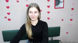 Ukrainian blonde babe TaliaSunshin strips to red panties on webcam