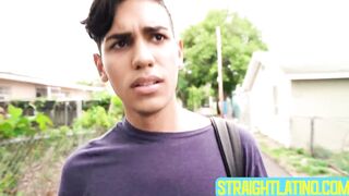 Straight guy Ariano maintains eye contact with me while he blows my big dick