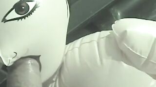 Naughty young gay stuffing his dick in sex doll on the car