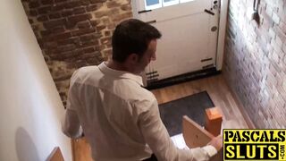 UK ebony Ellie dominated and cum sprayed by Pascal White