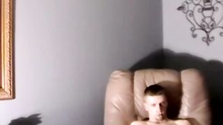 Horny amateur jerks off his hard cock with fleshlight solo