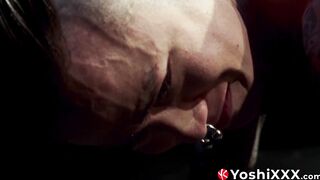 Axel Abysse and Yoshi Kawasaki take the stage for a live sex show in an unusual venue
