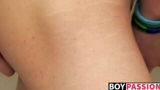 Handsome Dylan Chambers stuffing big dildo and jerking off