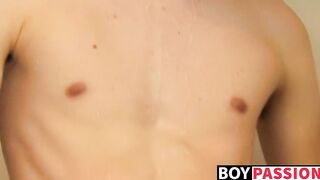Handsome Dylan Chambers stuffing big dildo and jerking off