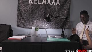 Asian babe with big tits loves getting sixtynine in office