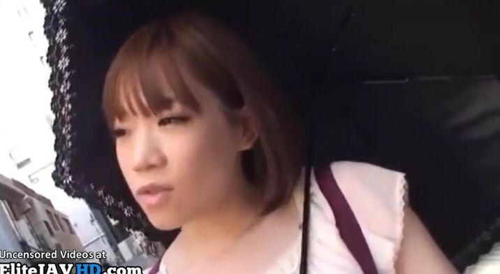 Japanese busty shy teen satisfies random horny man
