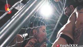Submissive Japanese jock Yoshi Kawasaki endures rough anal from Yusaku Kaga