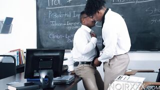 Ebony dudes Adrian Hart and Tony Genius set the books aside to fuck one another