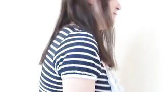 Shocking Asian brunettes peeing in close up assemblage