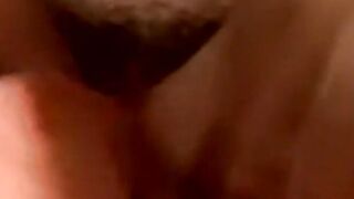 Amateur jerks off while mature man helps him cum with tongue