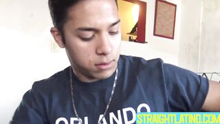 Adorable latin Jesus strokes Gus huge dick to be showered by his hot load