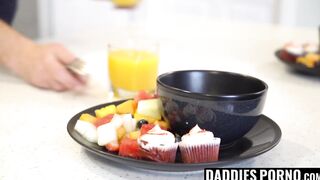 DaddiesPorno.com - Stepdad bareback fucks stepson on the kitchen sink