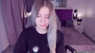 Busty Ukrainian teen SimaDark flashes shaved pussy on solo webcam show