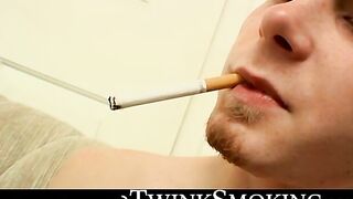 Cute skater Billy Da Kidd smokes multiple cigs while stroking his big cockÂ 