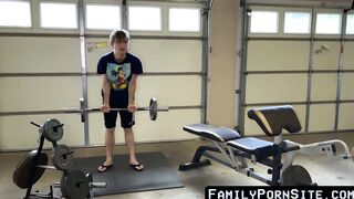 Inked stepson drew off and ass bored by muscle hunk