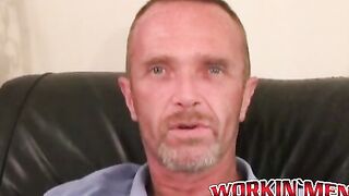 Mature amateur man strokes his small hairy cock and cums