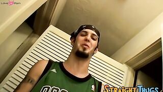 Straight tattooed amateur is jerking off his dick and cums