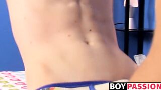 Cute young gay Nathan Stratus seduced and doggystyle banged