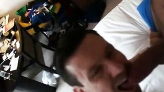 Sperm on the Window, in His Mouth: Amateur Blowjob