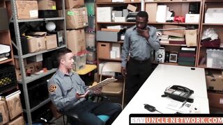 SayUncleNetwork.com - Ebony security guard punished with bareback by hung superior
