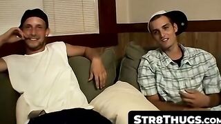 Str8Thugs.com - Straight thugs get off and shoot cum loads from their balls in group