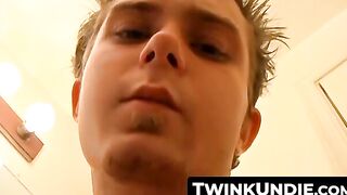TwinkUndie.com - Horny Billy Da Kidd's big cock stroke in his snug white briefs