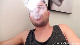 Handsome Dustin menthol smokes while beating his rods