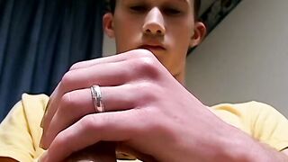 Hottie Braden Spence smokes reds while jerking and end it with a massive load of cum