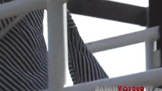 Multiple tight Asian pussies caught on public voyeur camera