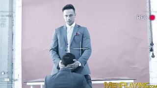 Cock addicted stallion Damon Heart gets a rough throatfuck