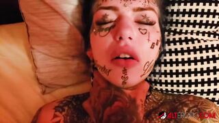 Tattooed up Bombshell Amber Luke craves a huge penis