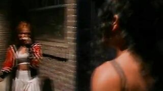 cheerleaders satisfy a lovers men inside the alley