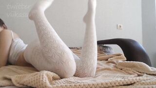 bondage on white stockings without lingerie