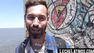 Latino straight with a beard riding the cock and taking the cum
