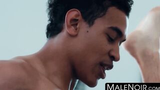 MaleNoir.com - Latino Mateo Fernandez sucks cock and spreads for big white dick