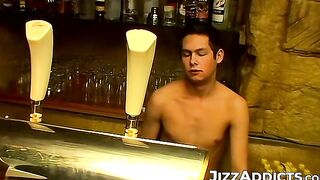 Handsome young guy Cristian in a solo dick wanking off session in the bar